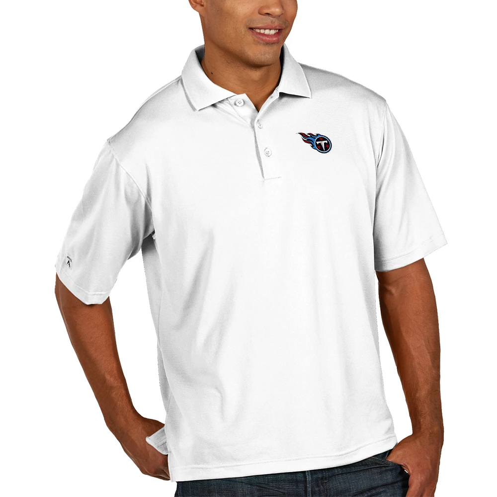 Men's Antigua White Tennessee Titans Pique Xtra Lite Big & Tall Polo
