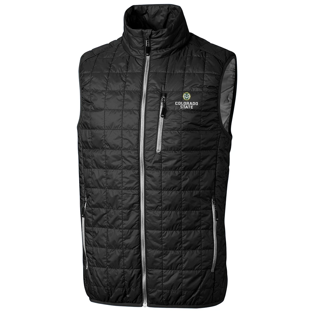 Men's Cutter & Buck Black Colorado State Rams Big & Tall Full-Zip Collegiate Rainier Vest