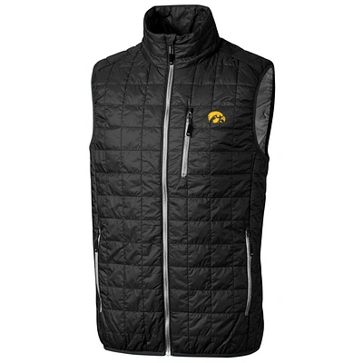 Men's Cutter & Buck Black Iowa Hawkeyes Big Tall Full-Zip Collegiate Rainier Vest