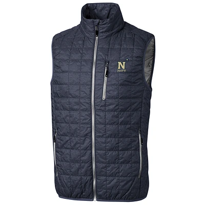 Men's Cutter & Buck Anthracite Navy Midshipmen Big Tall Full-Zip Collegiate Rainier Vest