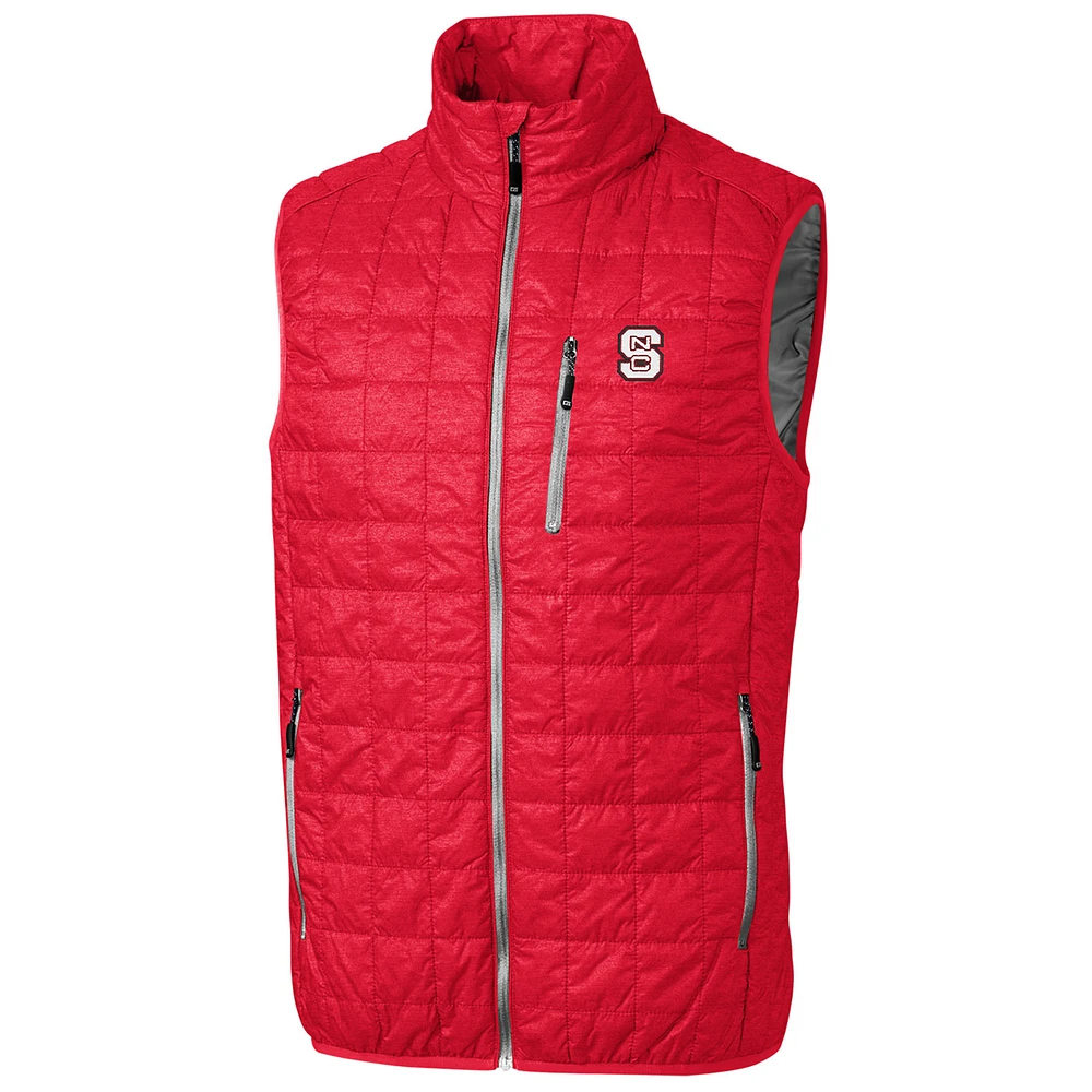 Men's Cutter & Buck Red NC State Wolfpack Big & Tall Full-Zip Collegiate Rainier Vest