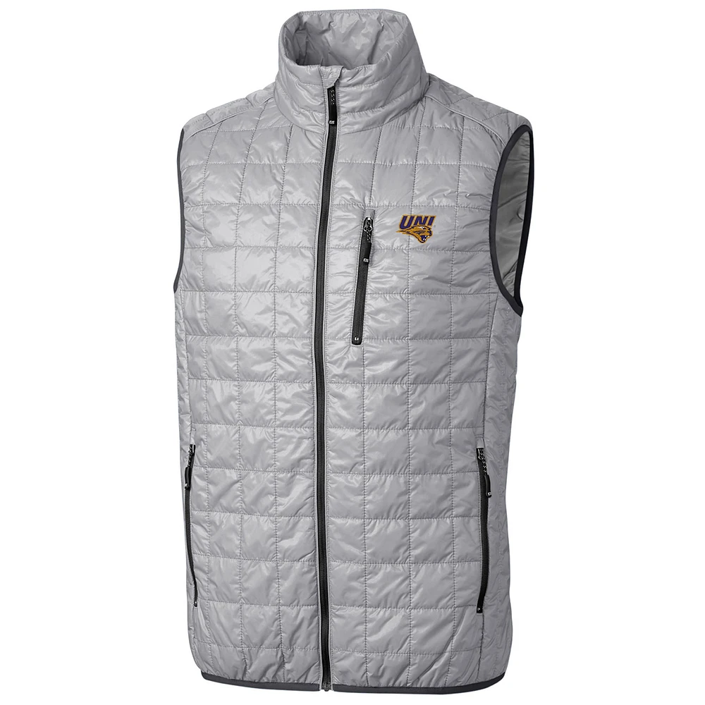 Men's Cutter & Buck Gray Northern Iowa Panthers Big Tall Full-Zip Collegiate Rainier Vest
