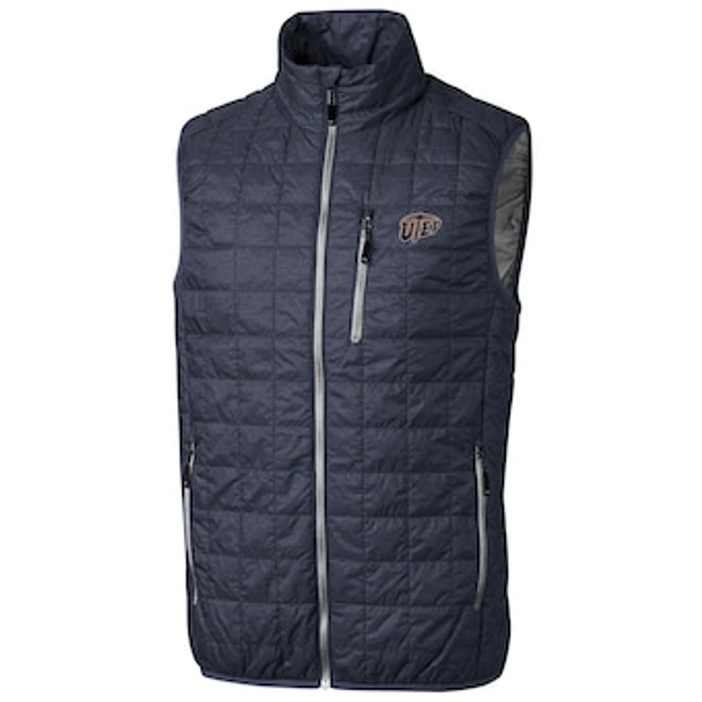 Men's Cutter & Buck Anthracite UTEP Miners Big Tall Full-Zip Collegiate Rainier Vest