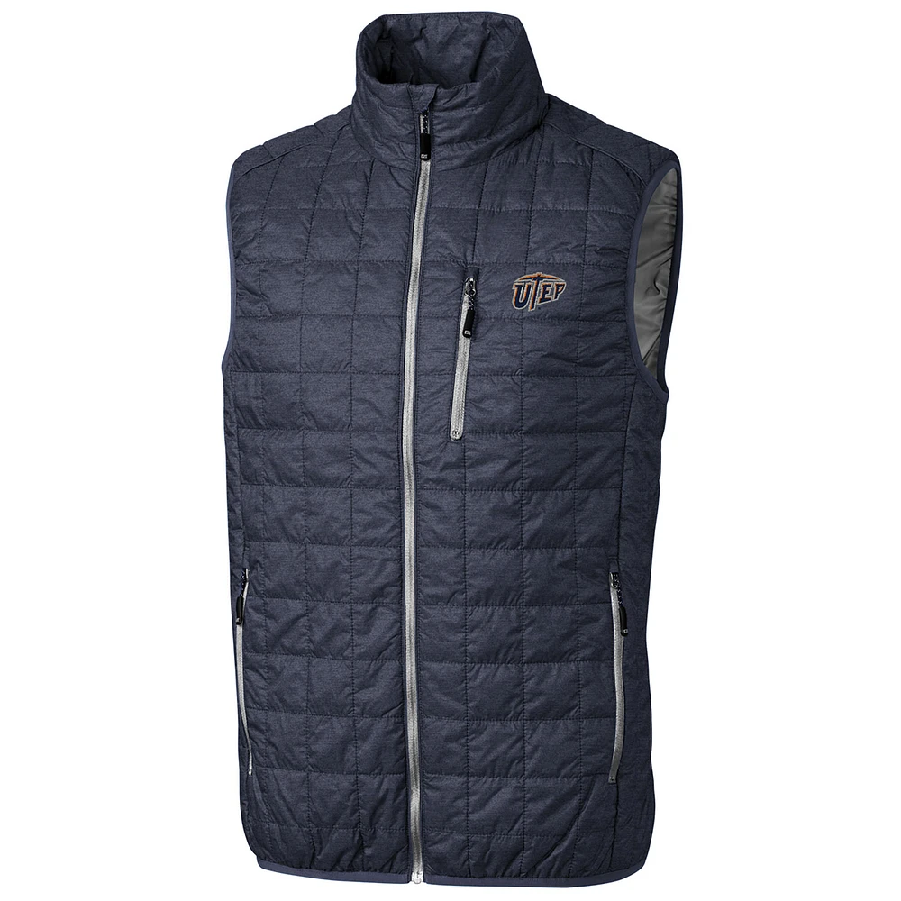 Men's Cutter & Buck Anthracite UTEP Miners Big Tall Full-Zip Collegiate Rainier Vest