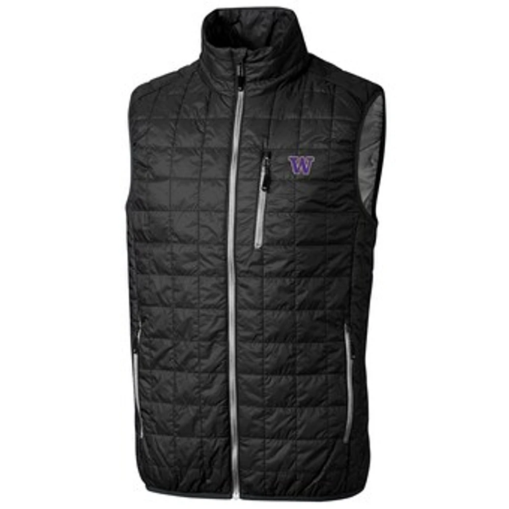 Men's Cutter & Buck Black Washington Huskies Big Tall Full-Zip Collegiate Rainier Vest