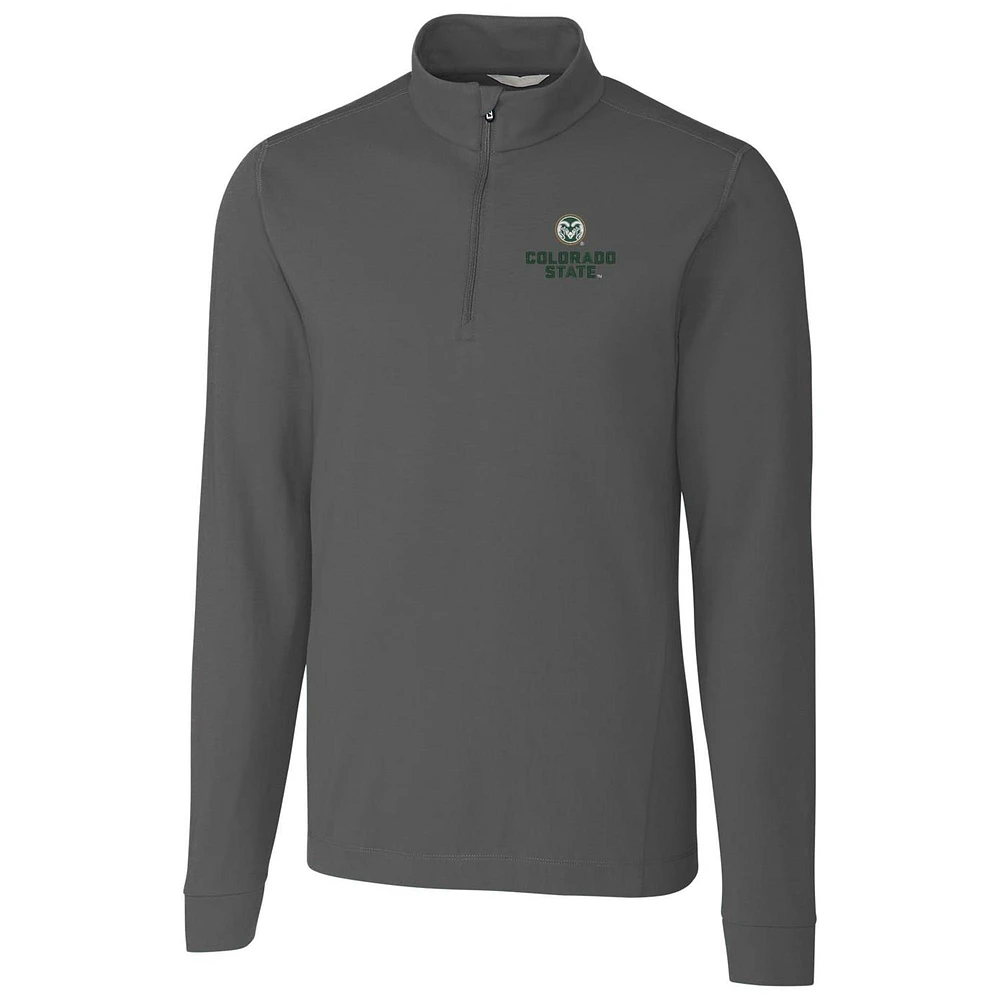 Men's Cutter & Buck Gray Colorado State Rams Collegiate Big & Tall Traverse Half-Zip Jacket