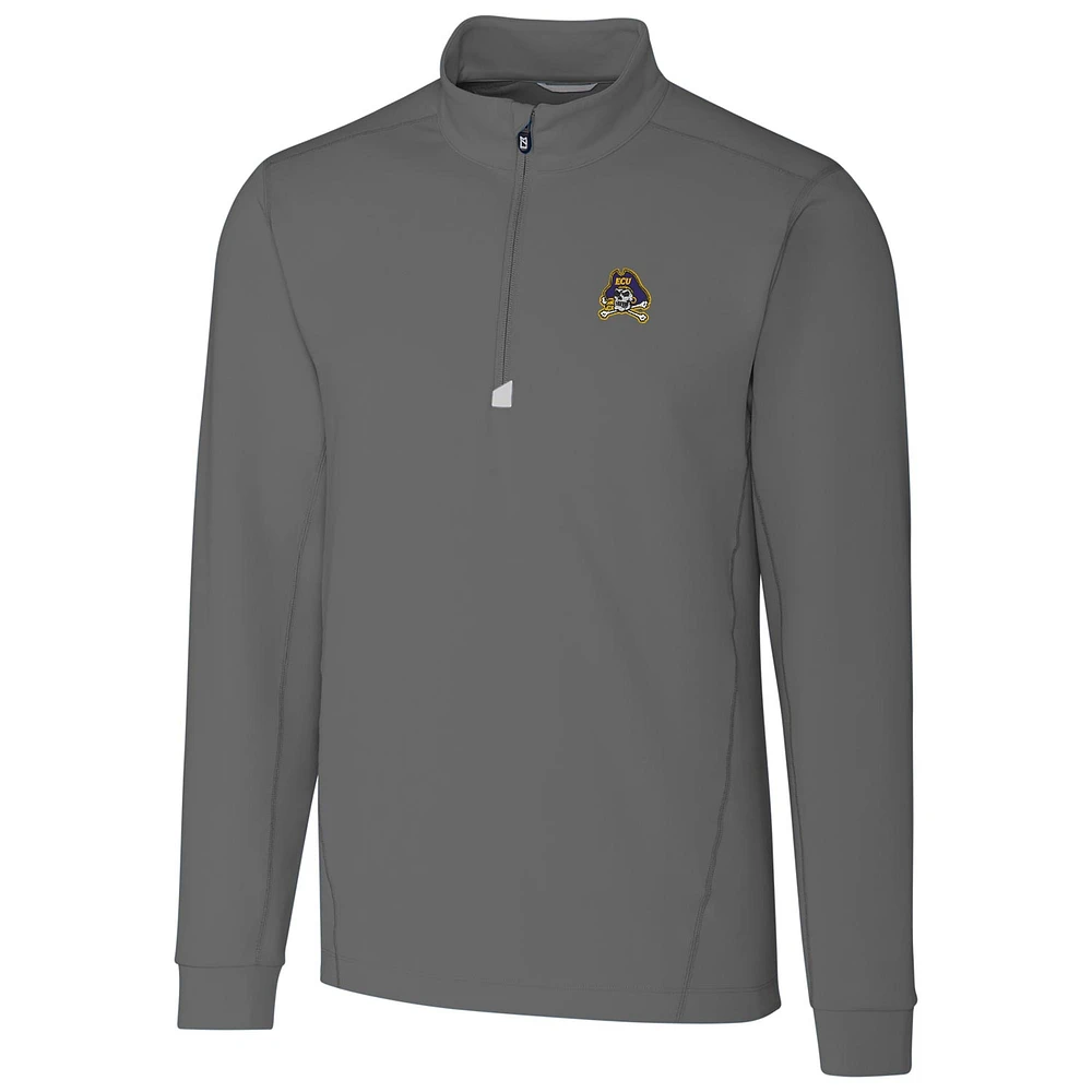 Men's Cutter & Buck Gray ECU Pirates Collegiate Big & Tall Traverse Half-Zip Jacket