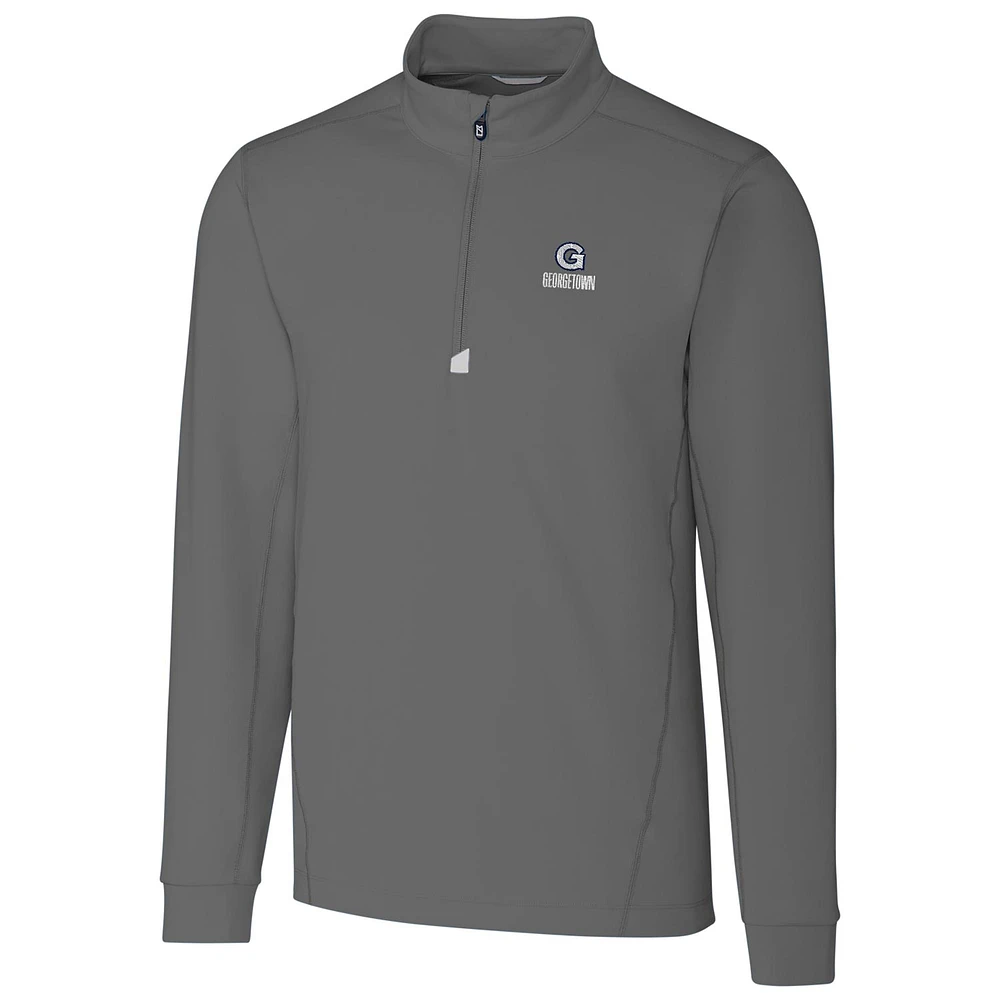 Men's Cutter & Buck Gray Georgetown Hoyas Collegiate Big & Tall Traverse Half-Zip Jacket