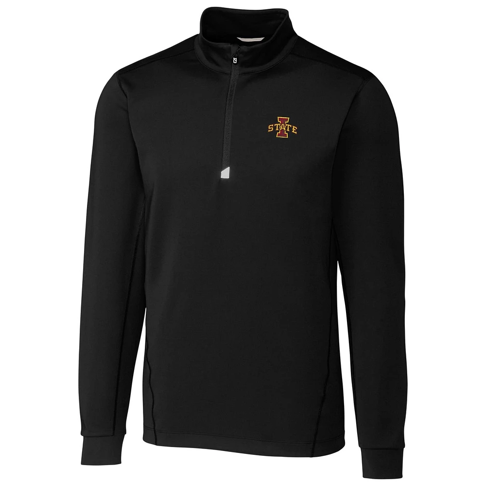 Men's Cutter & Buck Black Iowa State Cyclones Collegiate Big Tall Traverse Half-Zip Jacket