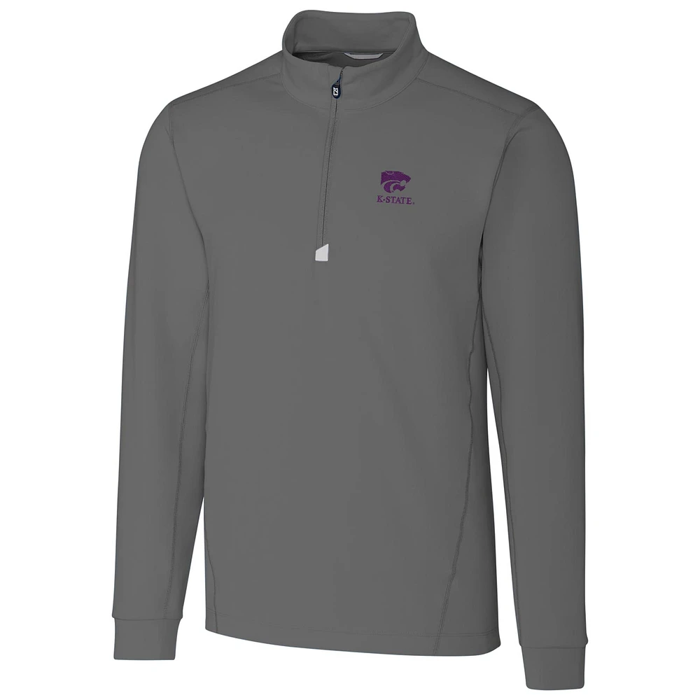 Men's Cutter & Buck Gray Kansas State Wildcats Collegiate Big Tall Traverse Half-Zip Jacket