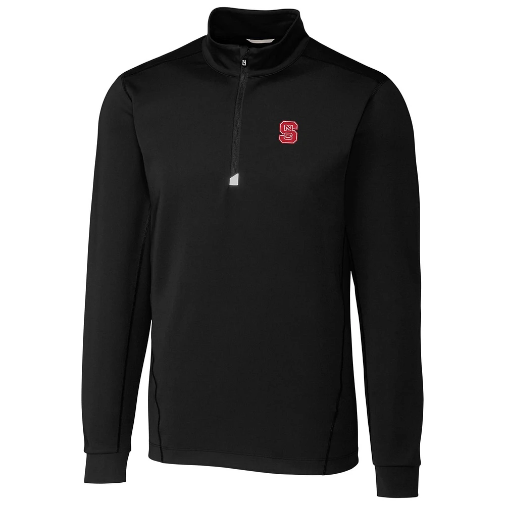 Men's Cutter & Buck Black NC State Wolfpack Collegiate Big Tall Traverse Half-Zip Jacket