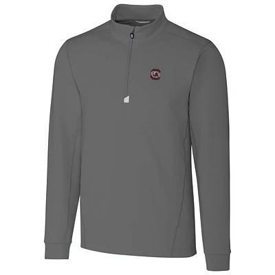 Men's Cutter & Buck Gray South Carolina Gamecocks Collegiate Big Tall Traverse Half-Zip Jacket