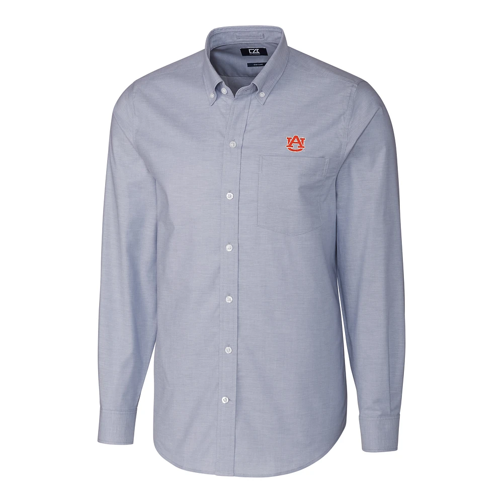 Men's Cutter & Buck Light Blue Auburn Tigers Stretch Oxford Big Tall Long Sleeve Button-Down Shirt
