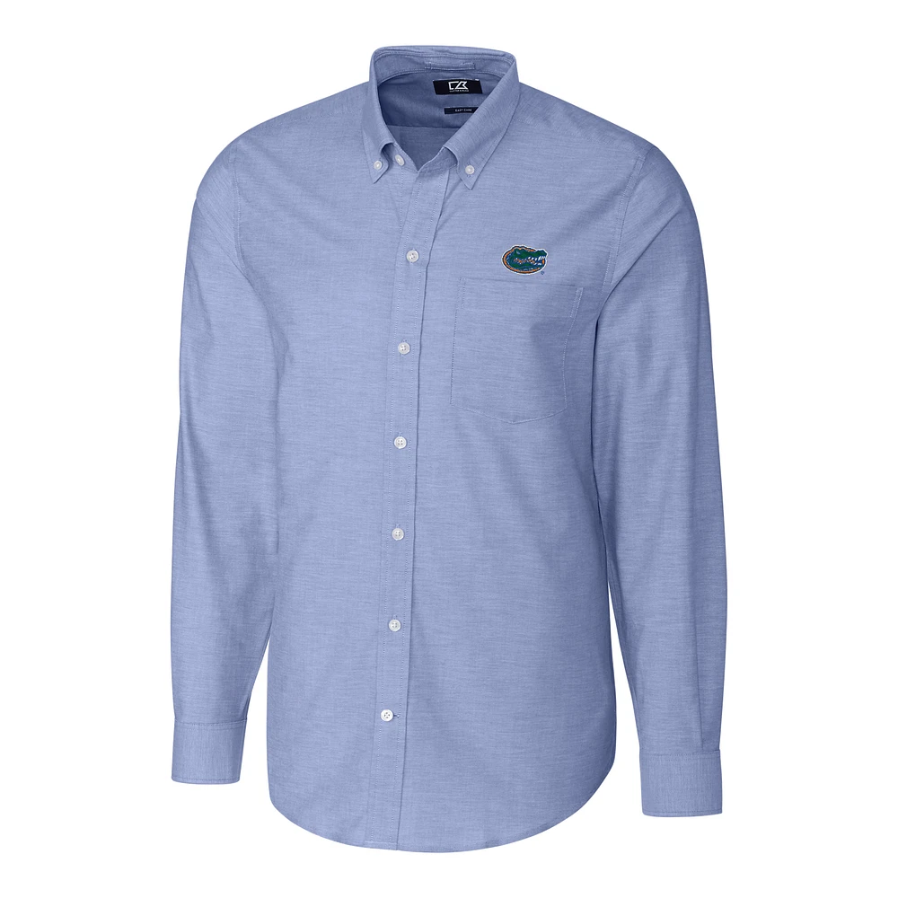 Men's Cutter & Buck Blue Florida Gators Stretch Oxford Big Tall Long Sleeve Button-Down Shirt
