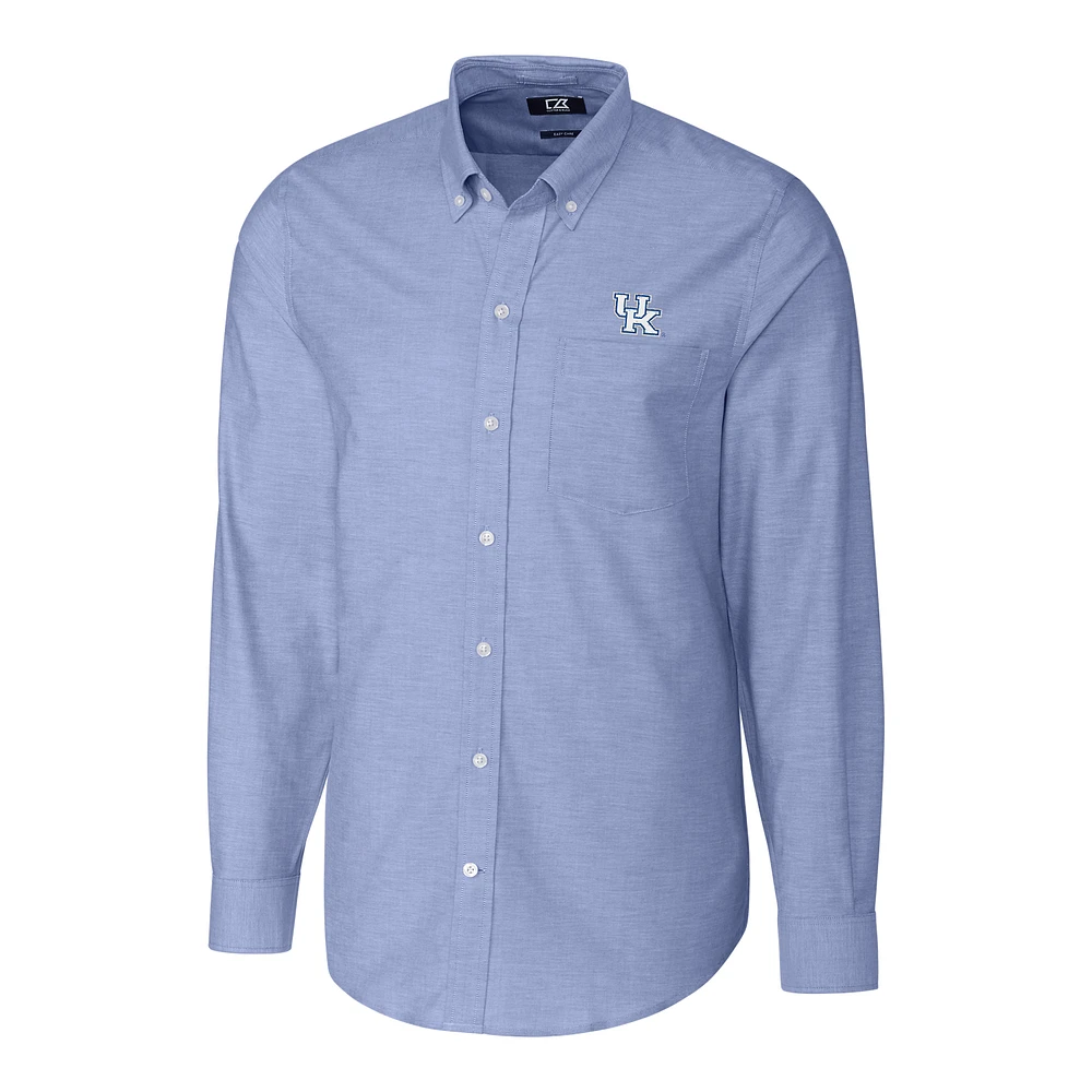 Men's Cutter & Buck Blue Kentucky Wildcats Stretch Oxford Big Tall Long Sleeve Button-Down Shirt