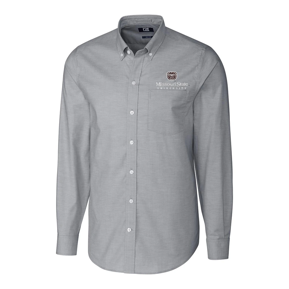 Men's Cutter & Buck Charcoal Missouri State University Bears Stretch Oxford Big Tall Long Sleeve Button-Down Shirt