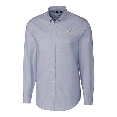 Men's Cutter & Buck Light Blue Navy Midshipmen Stretch Oxford Big Tall Long Sleeve Button-Down Shirt