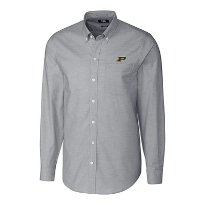 Men's Cutter & Buck Charcoal Purdue Boilermakers Stretch Oxford Big Tall Long Sleeve Button-Down Shirt
