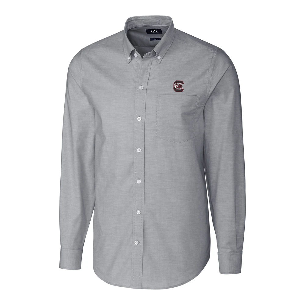 Men's Cutter & Buck Charcoal South Carolina Gamecocks Stretch Oxford Big Tall Long Sleeve Button-Down Shirt