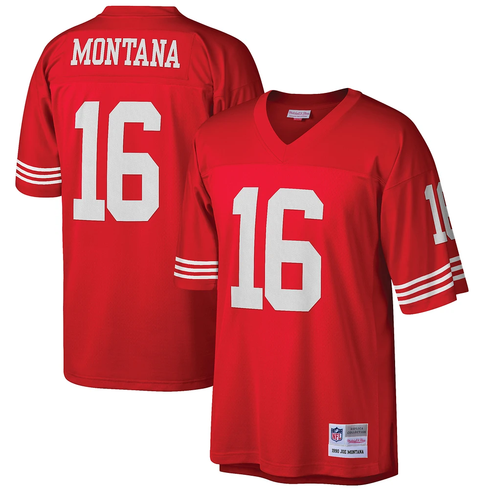 Men's Mitchell & Ness Joe Montana Scarlet San Francisco 49ers Big Tall 1990 Retired Player Replica Jersey