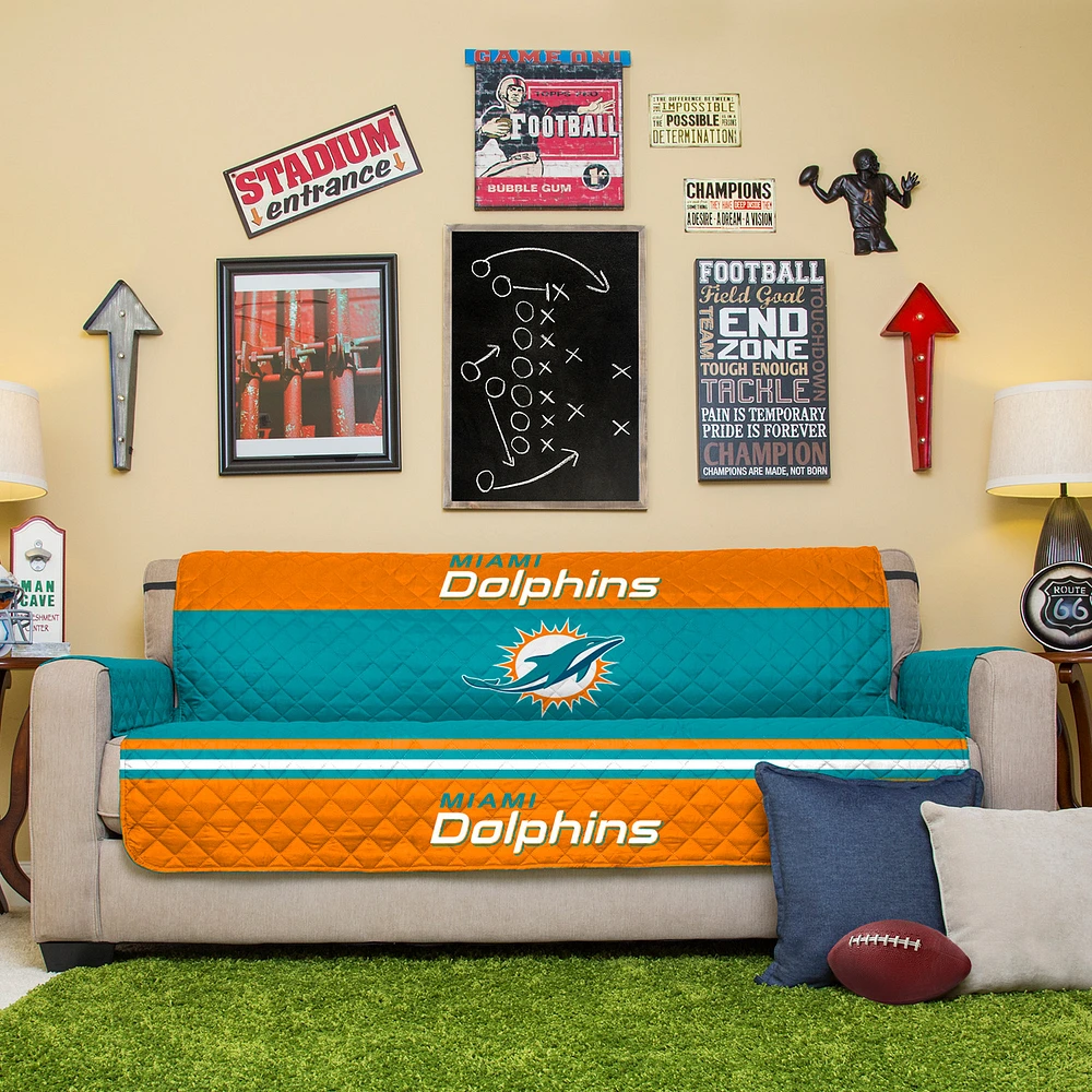 Teal Miami Dolphins Sofa Protector