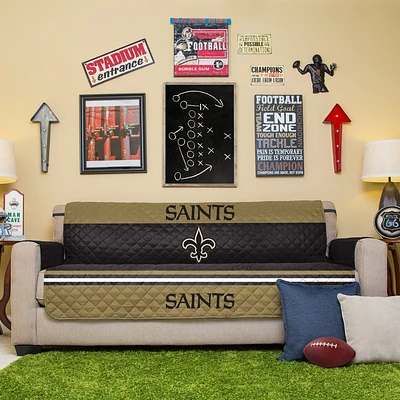 Black New Orleans Saints Sofa Protector
