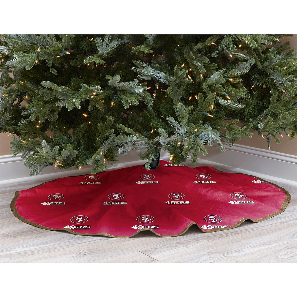 Red San Francisco 49ers Micro Plush Christmas Tree Skirt
