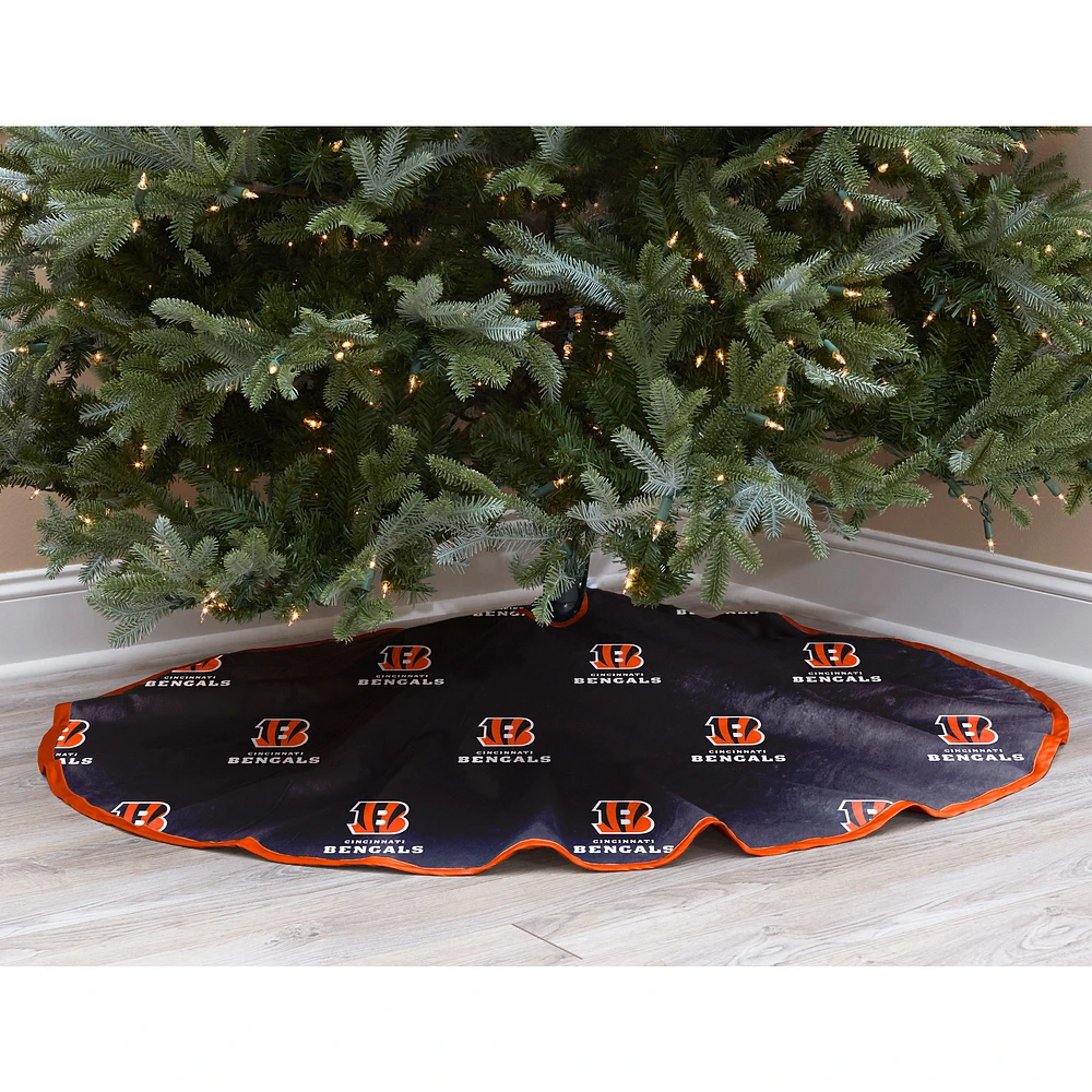 Black Cincinnati Bengals Micro Plush Christmas Tree Skirt