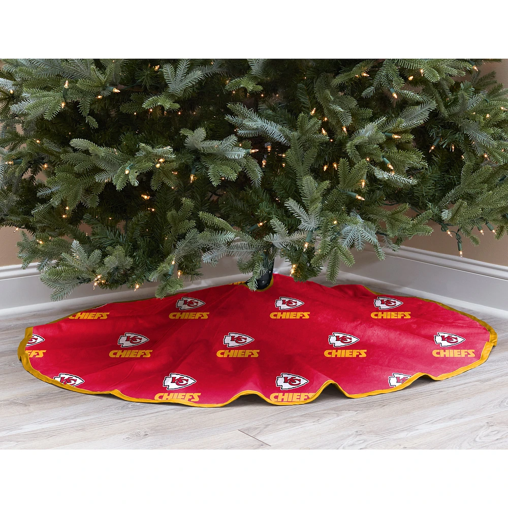 Red Kansas City Chiefs Micro Plush Christmas Tree Skirt