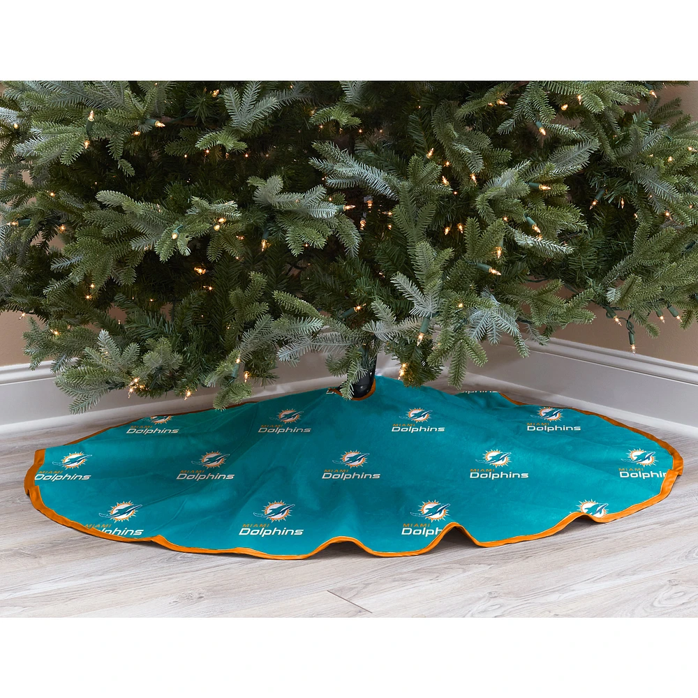 Teal Miami Dolphins Micro Plush Christmas Tree Skirt