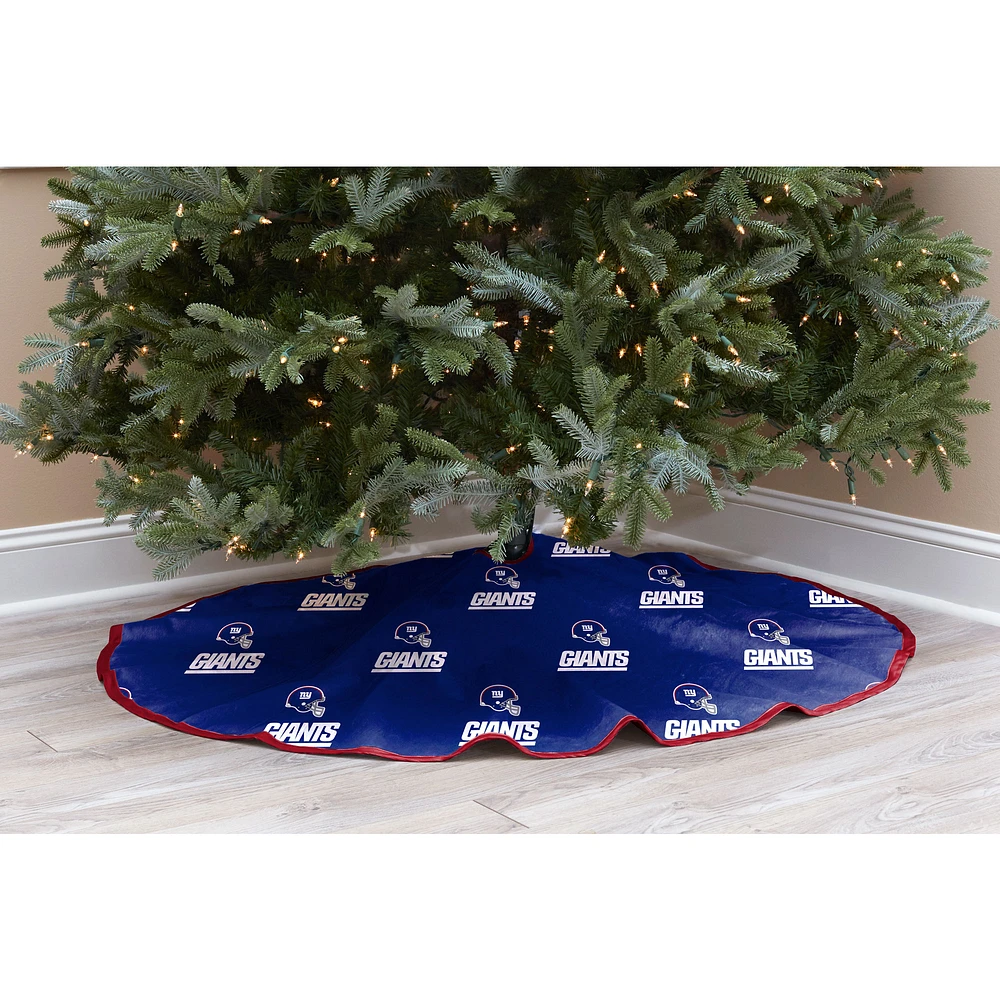 Blue New York Giants Micro Plush Christmas Tree Skirt