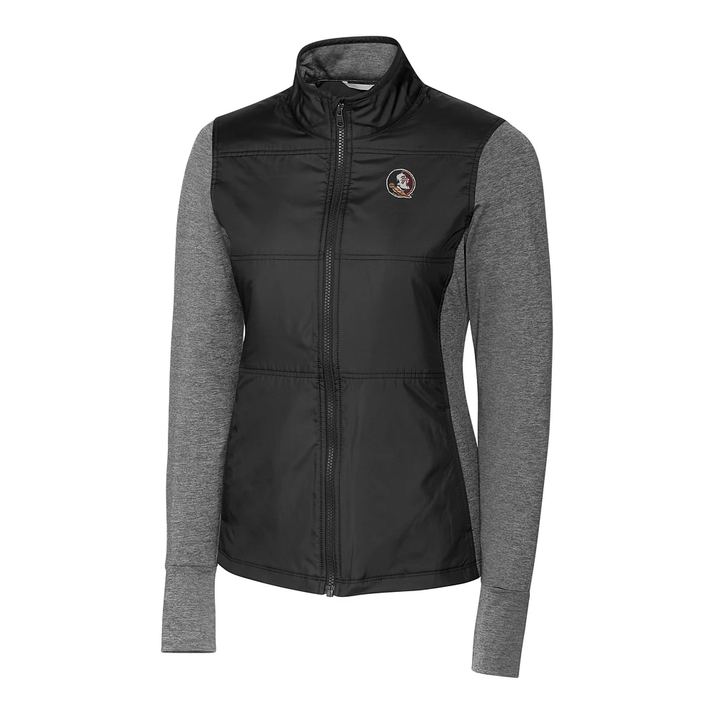 Women's Cutter & Buck Black Florida State Seminoles Stealth Full-Zip Jacket