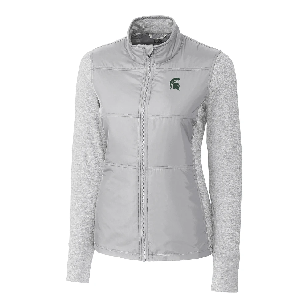 Women's Cutter & Buck Gray Michigan State Spartans Stealth Full-Zip Jacket