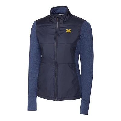 Women's Cutter & Buck Navy Michigan Wolverines Stealth Full-Zip Jacket