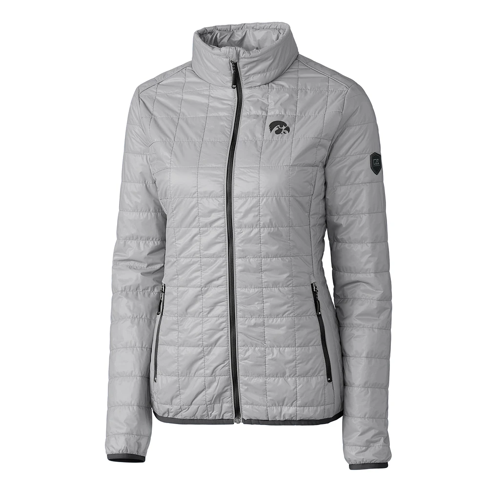 Women's Cutter & Buck Gray Iowa Hawkeyes Rainier Full-Zip Puffer Jacket