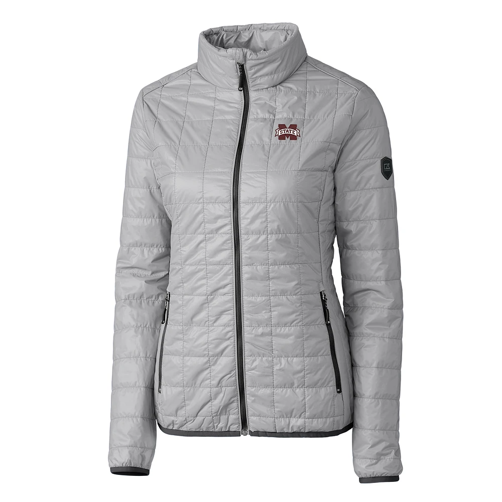 Women's Cutter & Buck Gray Mississippi State Bulldogs Rainier Full-Zip Puffer Jacket