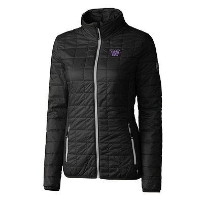 Women's Cutter & Buck Black Washington Huskies Rainier Full-Zip Puffer Jacket