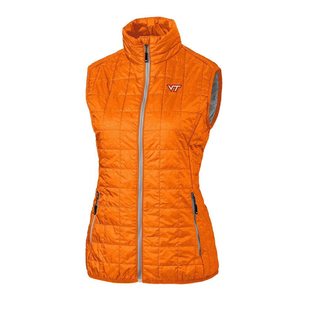 Women's Cutter & Buck Orange Virginia Tech Hokies Rainier Full-Zip Puffer Vest