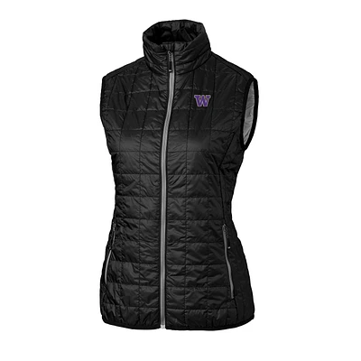 Women's Cutter & Buck Black Washington Huskies Rainier Full-Zip Puffer Vest