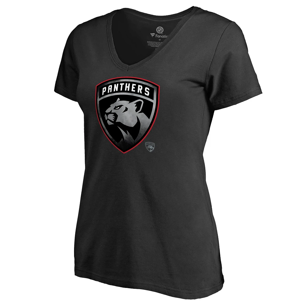 Women's Black Florida Panthers Core Smoke V-Neck T-Shirt
