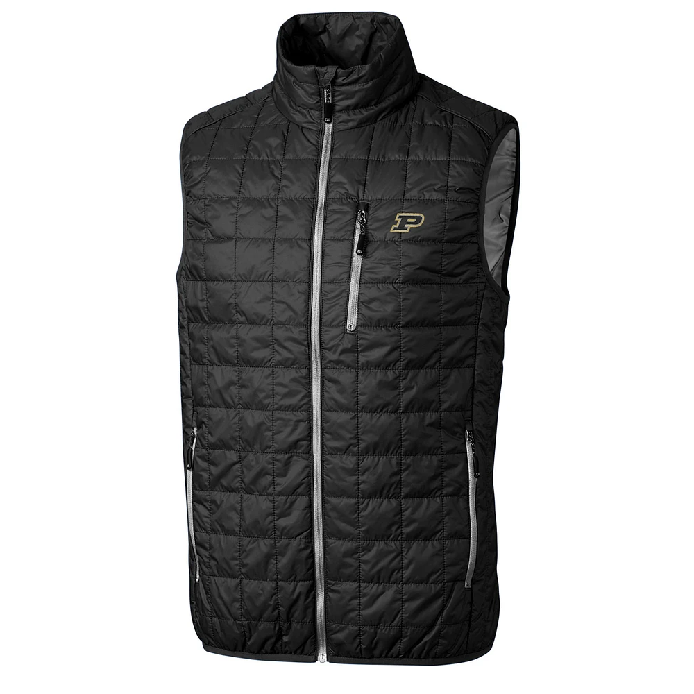 Men's Cutter & Buck Black Purdue Boilermakers Rainier Full-Zip Vest