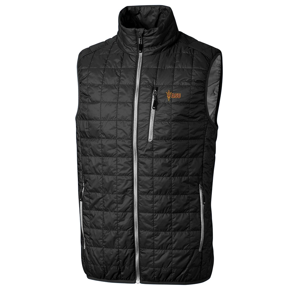 Men's Cutter & Buck Black Arizona State Sun Devils Rainier Full-Zip Vest