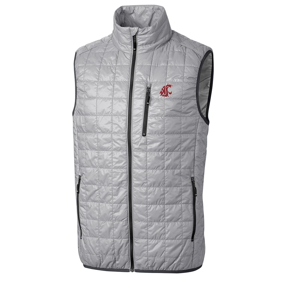 Men's Cutter & Buck Silver Washington State Cougars Rainier Full-Zip Vest