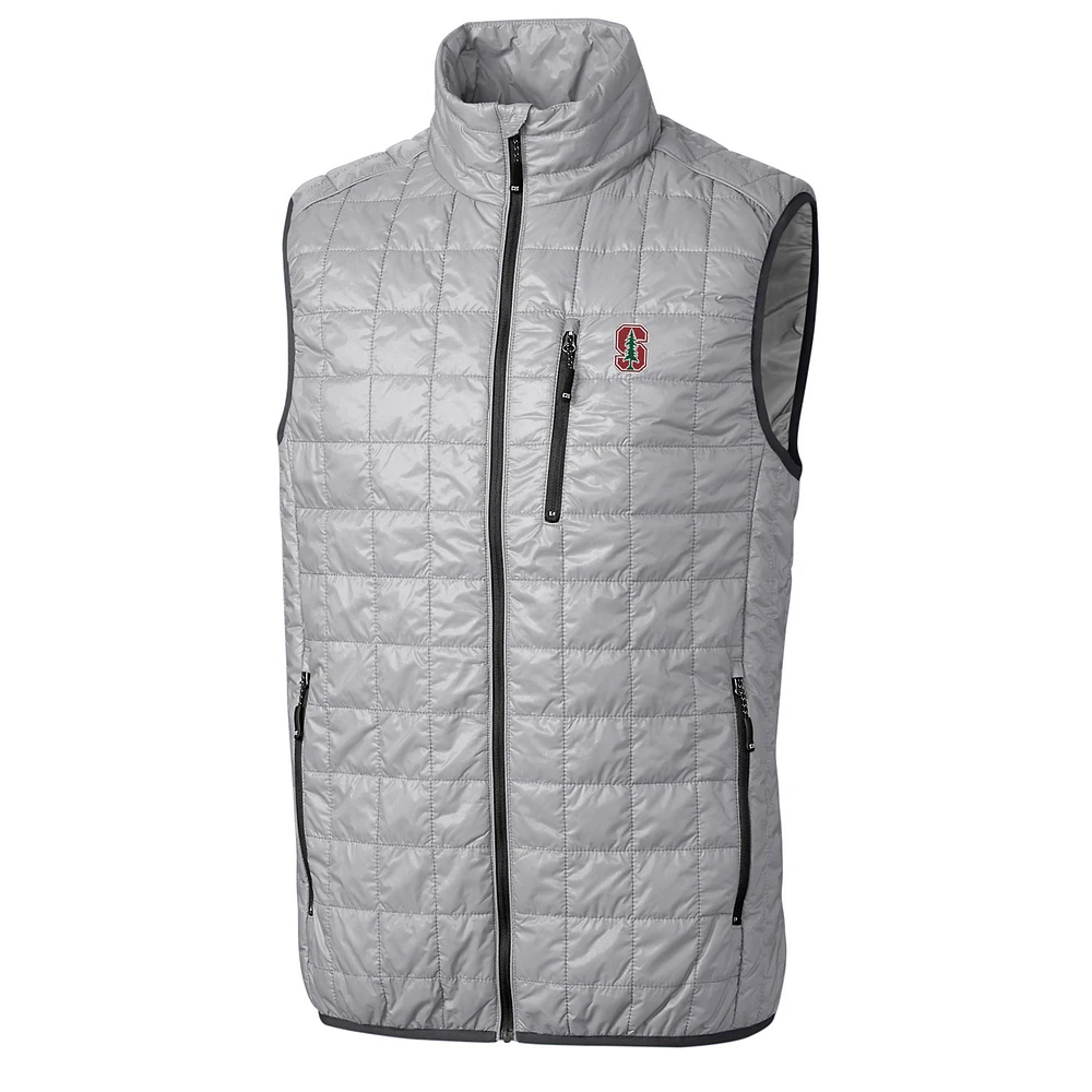 Men's Cutter & Buck Silver Stanford Cardinal Rainier Full-Zip Vest