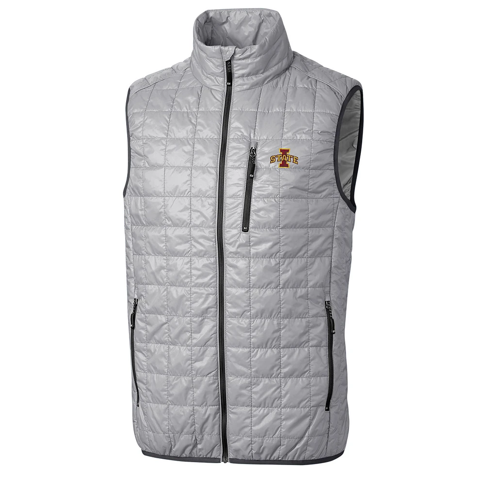 Men's Cutter & Buck Silver Iowa State Cyclones Rainier Full-Zip Vest