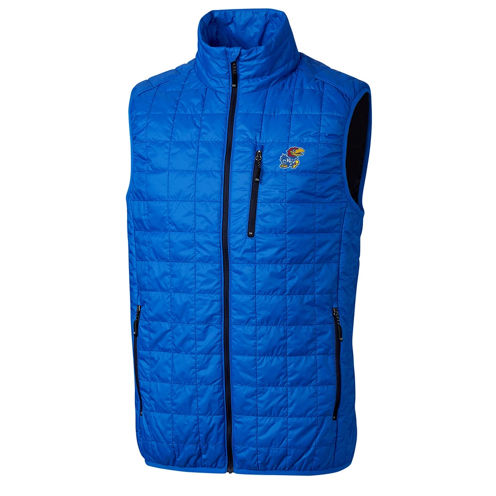 Men's Cutter & Buck Royal Kansas Jayhawks Rainier Full-Zip Vest