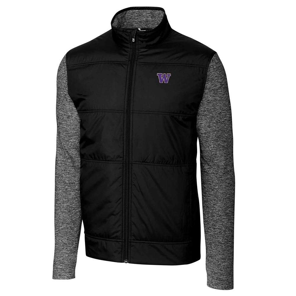 Men's Cutter & Buck Black Washington Huskies Stealth Full-Zip Jacket