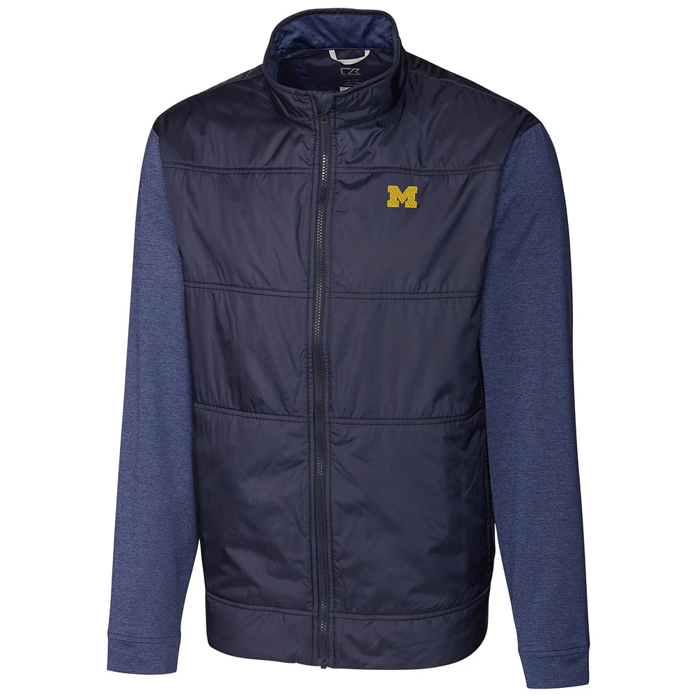 Men's Cutter & Buck Navy Michigan Wolverines Stealth Full-Zip Jacket