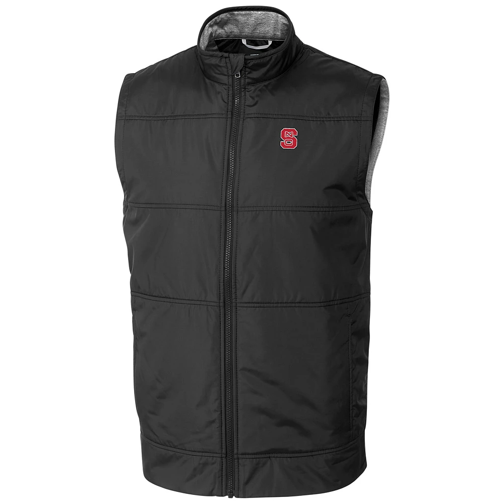 Men's Cutter & Buck Black NC State Wolfpack Stealth Full-Zip Vest