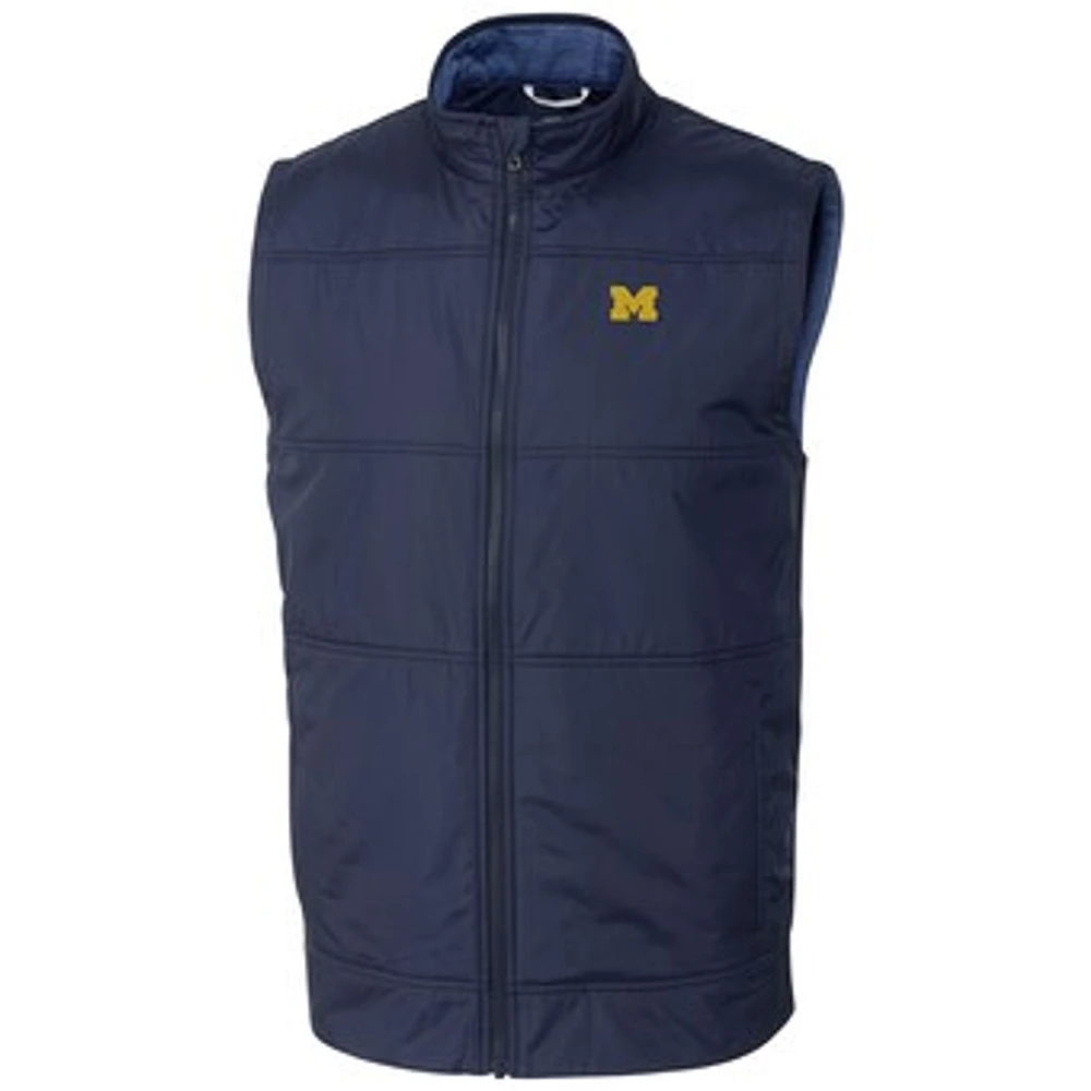 Men's Cutter & Buck Navy Michigan Wolverines Stealth Full-Zip Vest